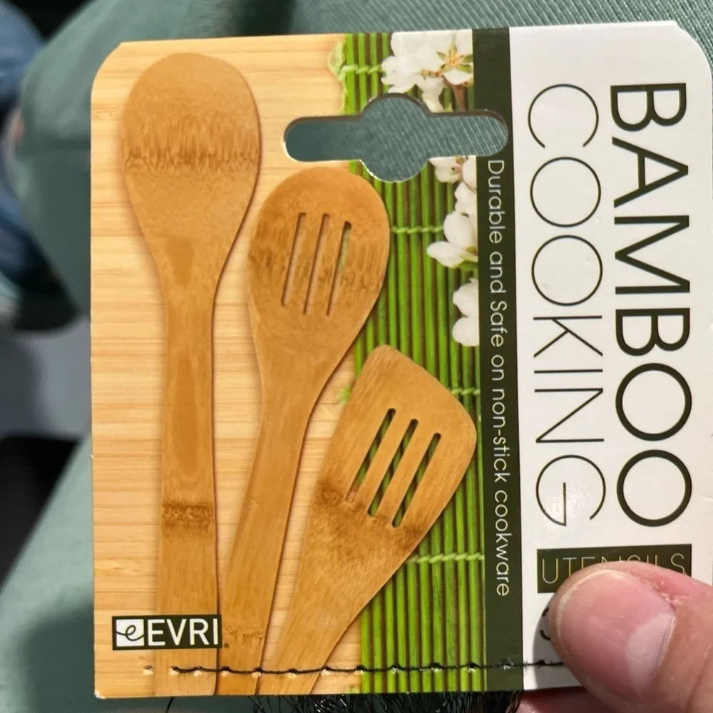 EVRI Bamboo Cooking Utensils Set - Natural and Black